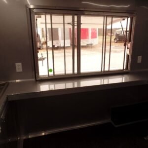8.5 x 17 BBQ porch trailer with marquee and porch windows - view 6