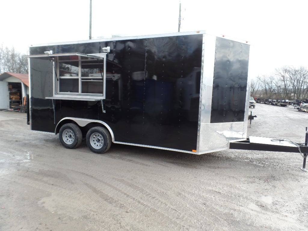 8.5′ x 16′ Black Catering Event Concession Food Trailer