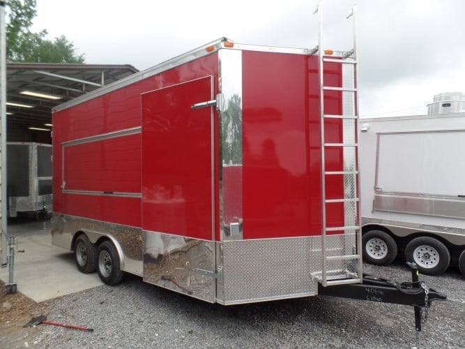 8.5′ x 16′ Concession Food Event Catering Trailer Red — photo 3