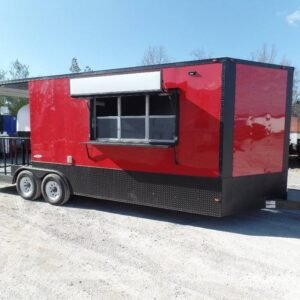 8.5' x 22' Red Concession Food Trailer With Appliances