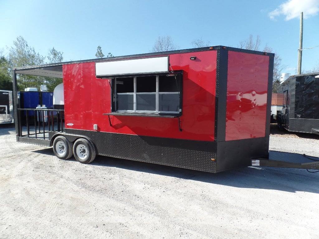 8.5′ x 22′ Red Concession Food Trailer With Appliances