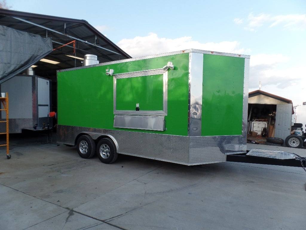 8.5′ x 16′ Lime Green Concession Food Catering Trailer — photo 2