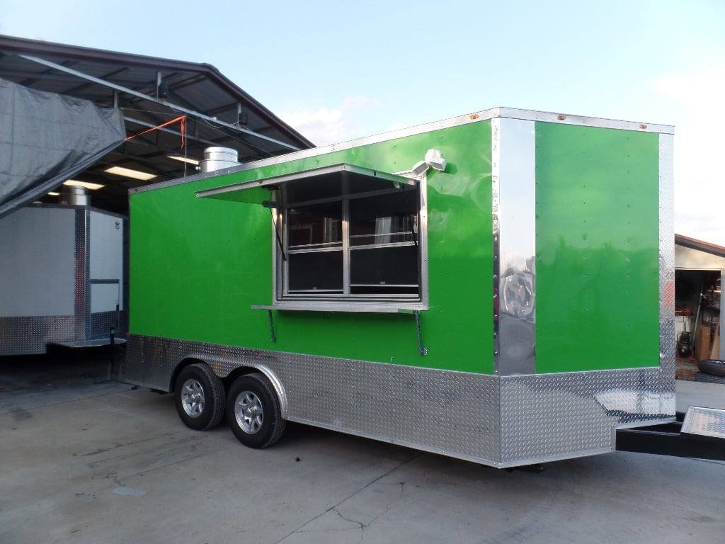8.5′ x 16′ Lime Green Concession Food Catering Trailer
