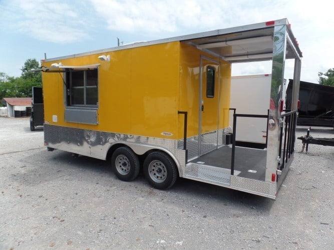 8.5′ x 19′ Concession Yellow BBQ Porch Food Trailer — photo 3