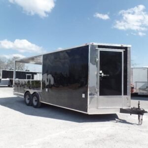8.5' x 20' BBQ Black Porch Style Concession Trailer
