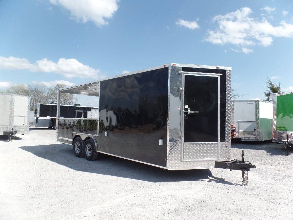 8.5′ x 20′ BBQ Black Porch Style Concession Trailer