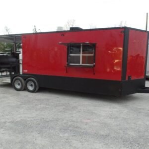 8.5' x 26' Red And Black Concession BBQ Food Trailer With Appliances