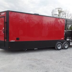 8.5' x 26' Red And Black Concession Food Trailer With Appliances