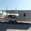 8.5 x 20 dove grey BBQ trailer with 12-foot porch and restroom