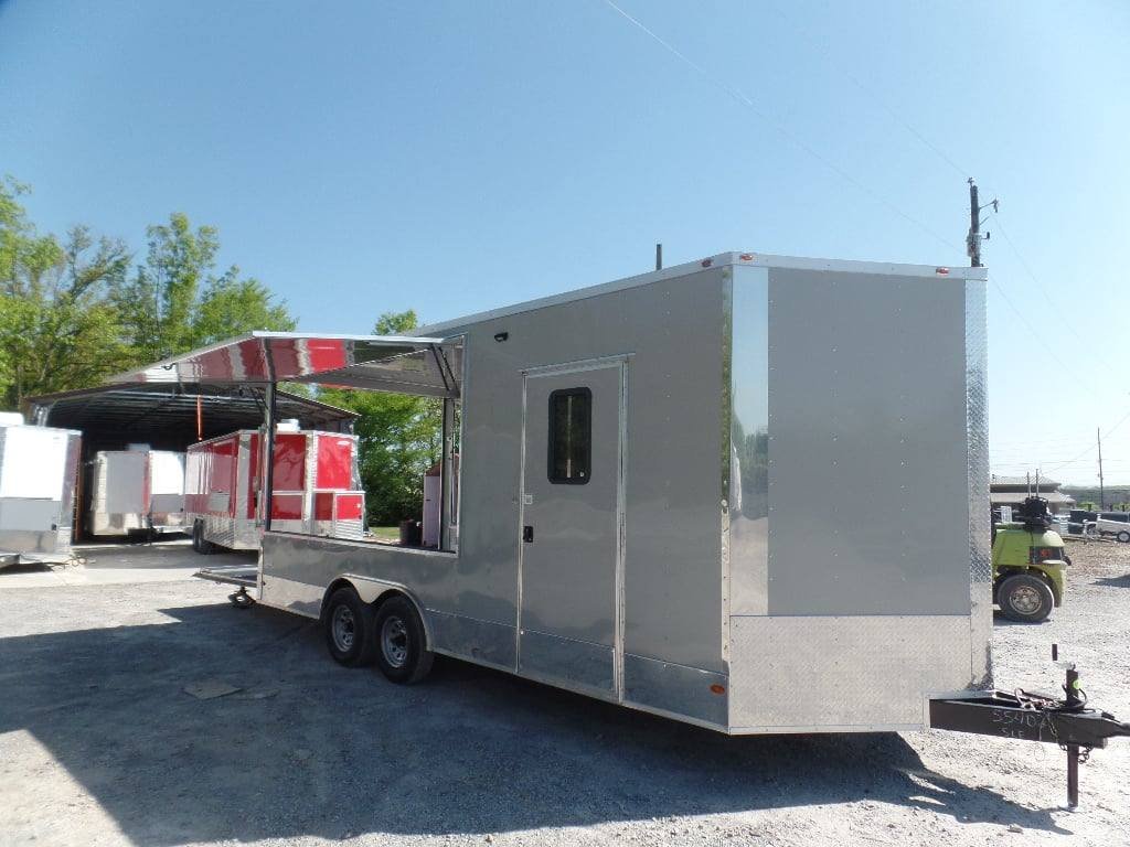 8.5′ x 20′ Dove Grey BBQ Event Concession Food Trailer — photo 2