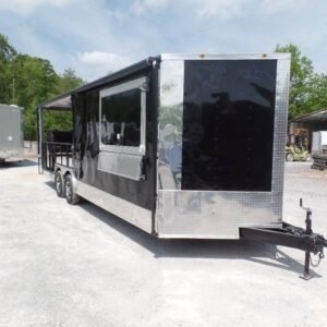 8.5 x 24 Black Concession Trailer with 12-foot porch and 24-foot awning - view 7