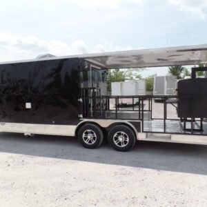 8.5 x 24 Black Concession Trailer with 12-foot porch and 24-foot awning - view 10