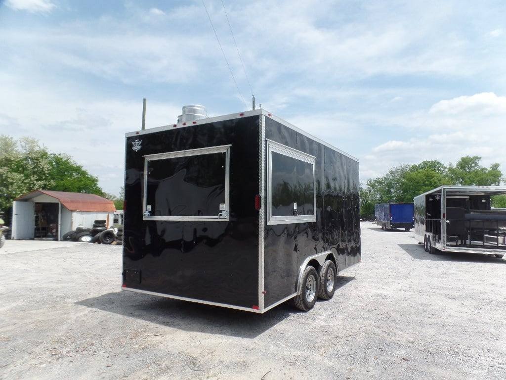 8.5′ x 16′ Black Flat Front Concession Food Trailer With Appliances — photo 6