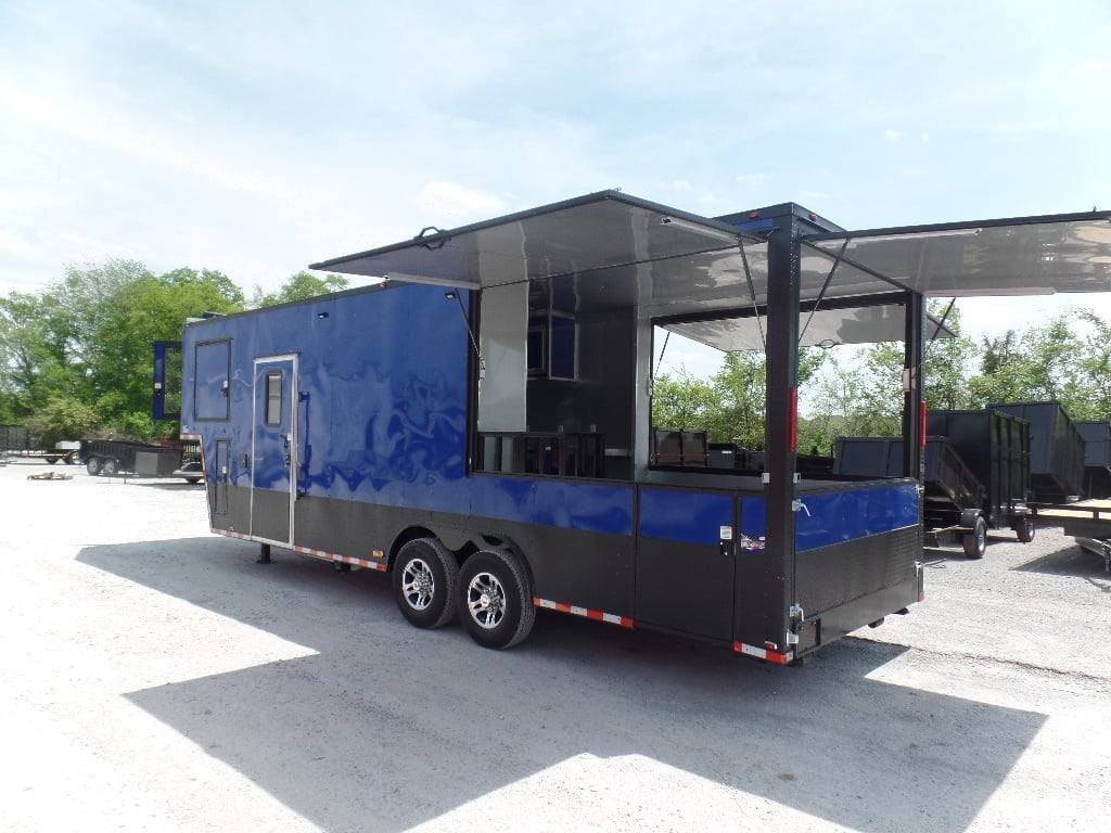 8.5′ x 30′ Goose-neck Cobalt Blue BBQ Food Concession Trailer — photo 11