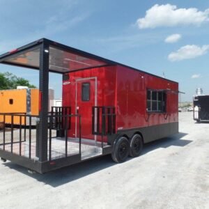 8.5' x 26' Red BBQ Event Catering Concession Food Trailer