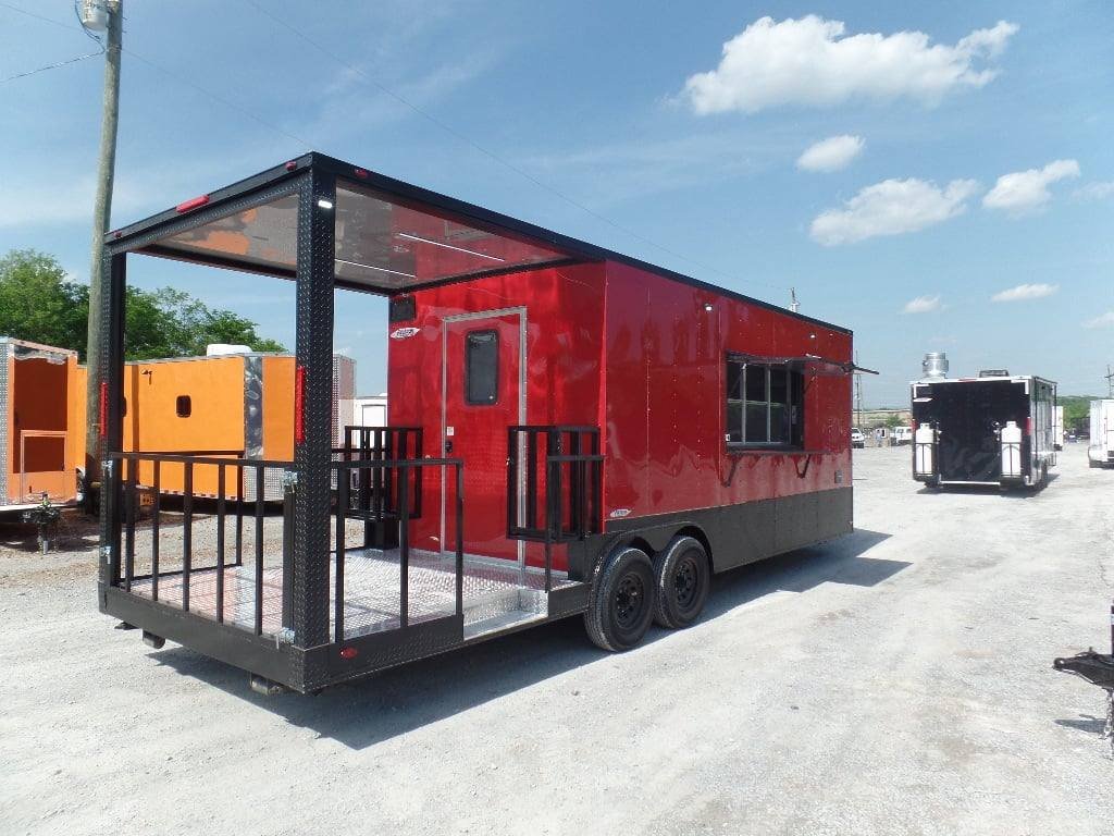 8.5′ x 26′ Red BBQ Event Catering Concession Food Trailer