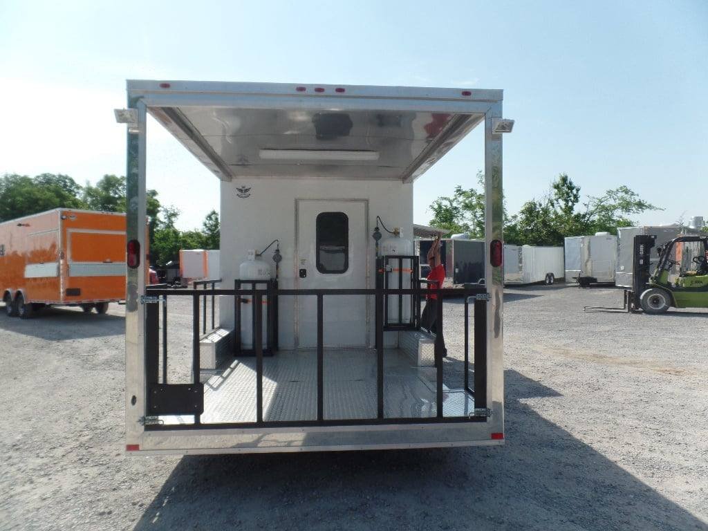 8.5′ x 22′ White Concession Porch Style BBQ Trailer With Appliances — photo 3