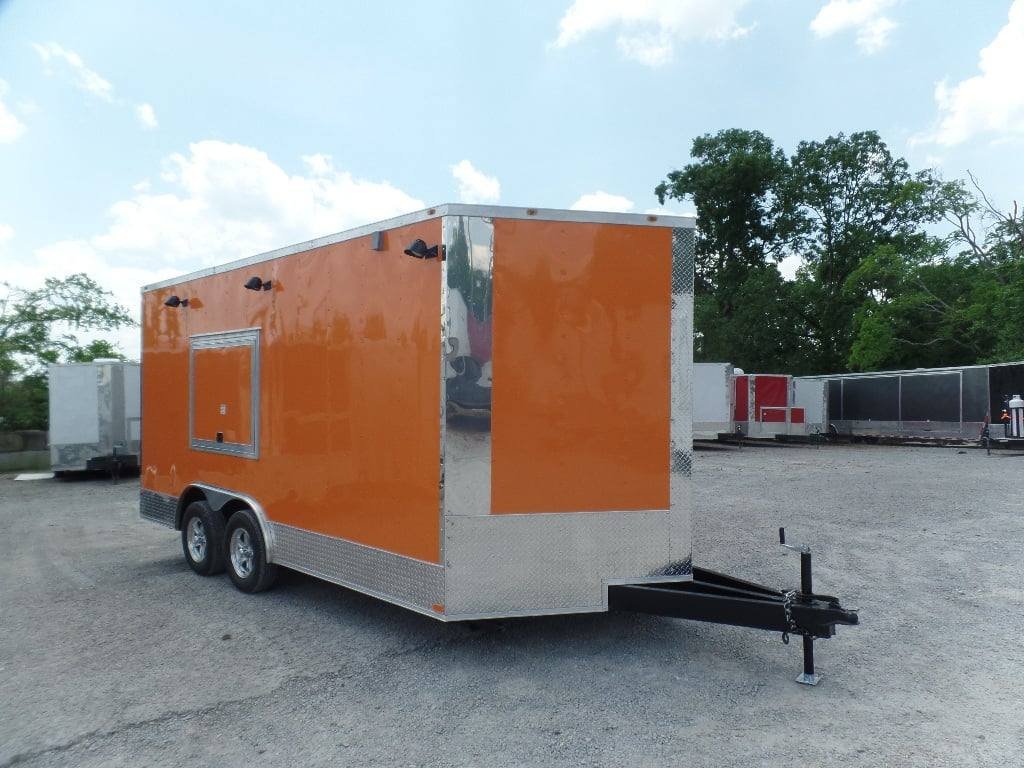 8.5′ x 16′ Orange Food Catering Event Concession Trailer — photo 3