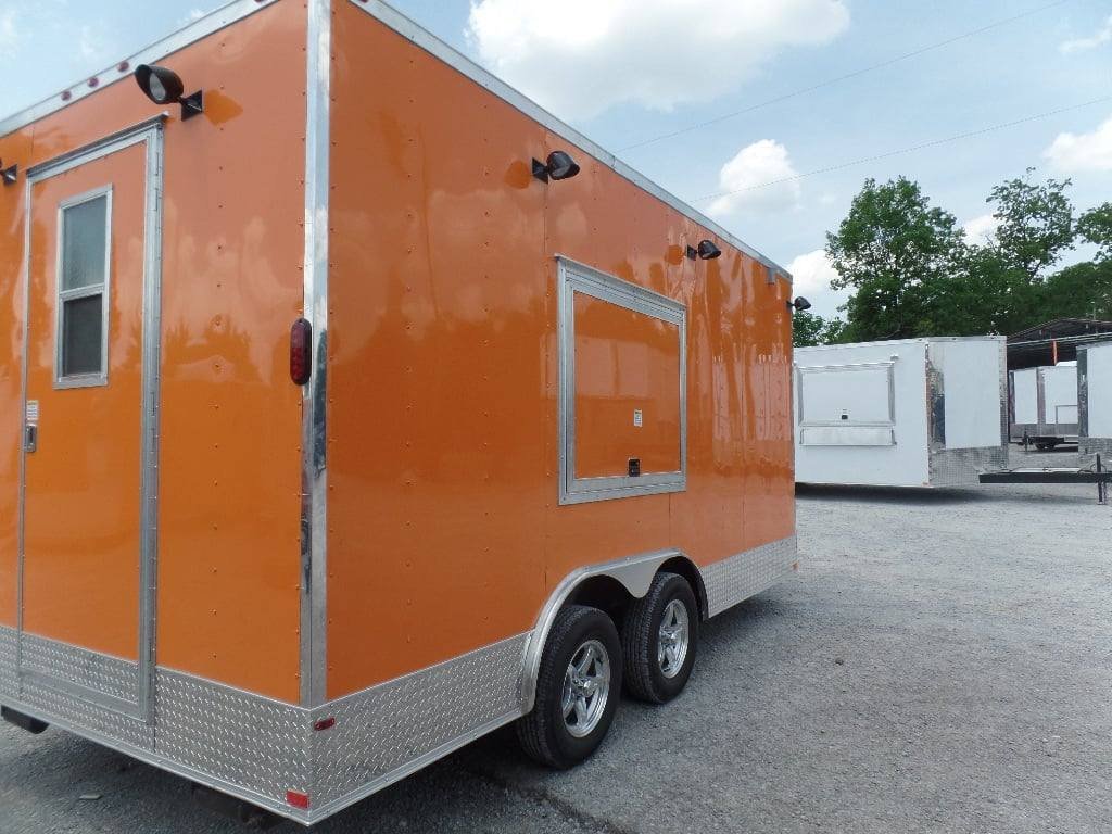 8.5′ x 16′ Orange Food Catering Event Concession Trailer — photo 4