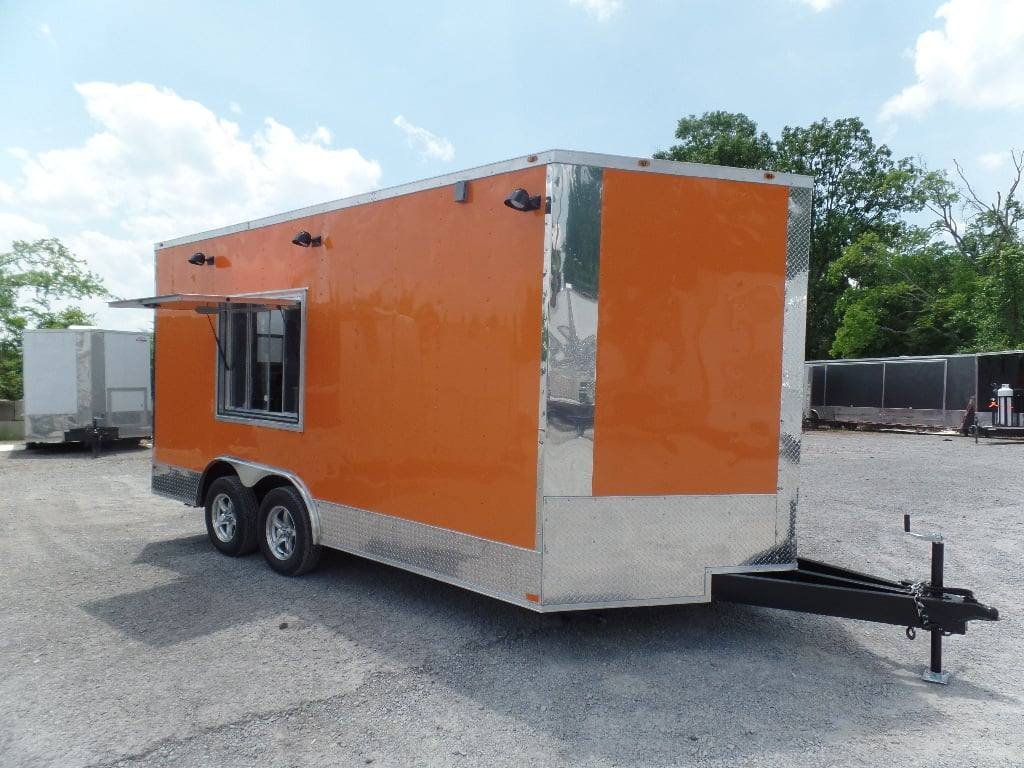 8.5′ x 16′ Orange Food Catering Event Concession Trailer