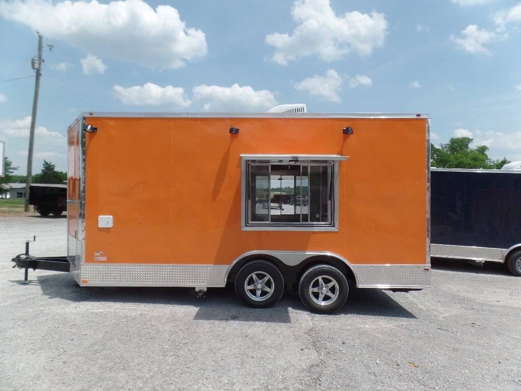 8.5′ x 16′ Orange Concession Food Trailer With Appliances