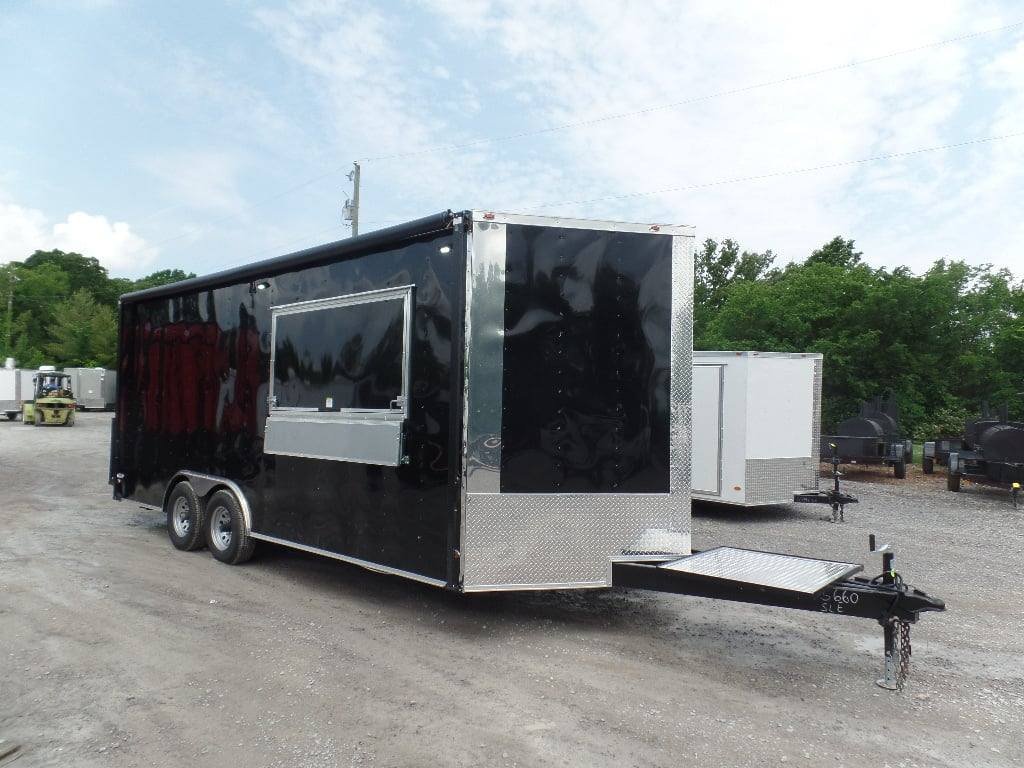 8.5′ x 20′ Black Food Catering Event Trailer With Appliances