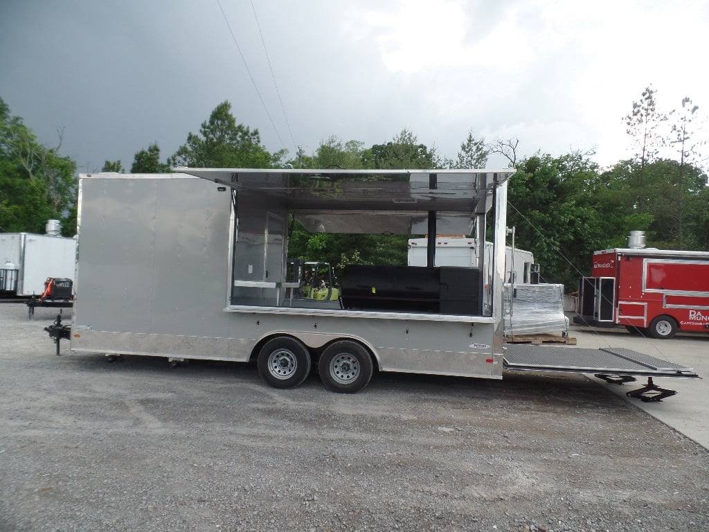 8.5′ x 20′ Concession Food Dove Grey BBQ Trailer With Appliances