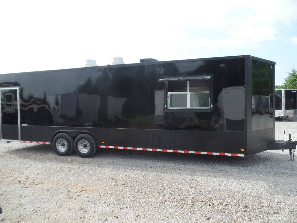 8.5′ x 28′ Black Concession Food Event Trailer