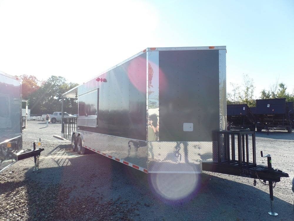 8.5′ x 30′ Concession Food Trailer Charcoal Grey BBQ Food Event Catering — photo 11