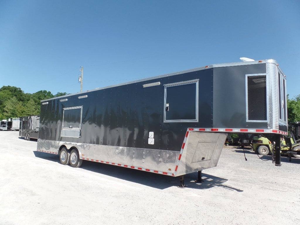 8.5′ x 36′ Gooseneck Charcoal Grey Concession Food Trailer With Appliances — photo 6