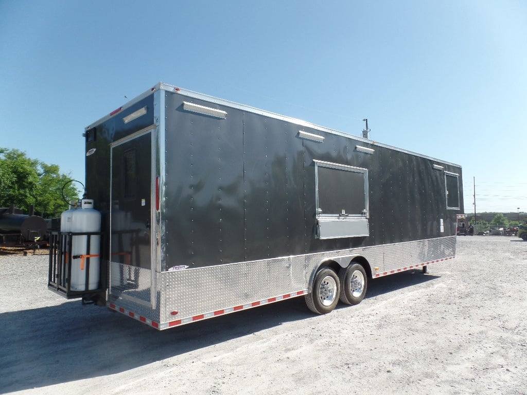 8.5′ x 36′ Gooseneck Charcoal Grey Concession Food Trailer With Appliances — photo 3