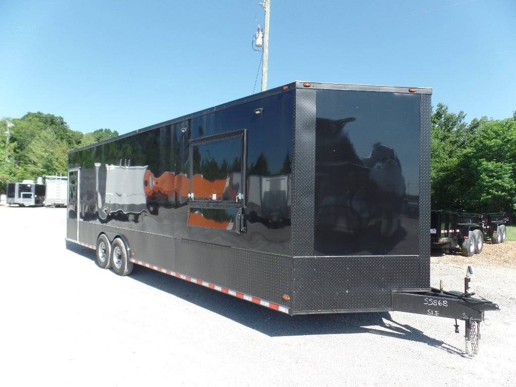 8.5′ x 28′ Food Concession Black Trailer With Appliances — photo 3