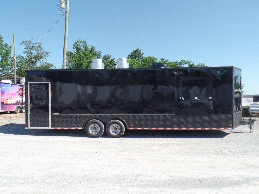 8.5′ x 28′ Food Concession Black Trailer With Appliances — photo 7