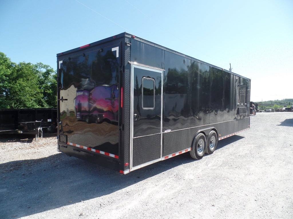 8.5′ x 28′ Food Concession Black Trailer With Appliances — photo 2