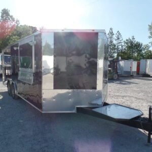 8.5 x 20 black BBQ trailer with vent hood and cabinets - view 14