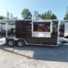 8.5 x 20 black BBQ trailer with vent hood and cabinets