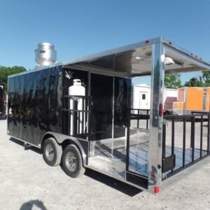 8.5 x 20 black BBQ trailer with vent hood and cabinets - view 13