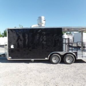 8.5 x 20 black BBQ trailer with vent hood and cabinets - view 7