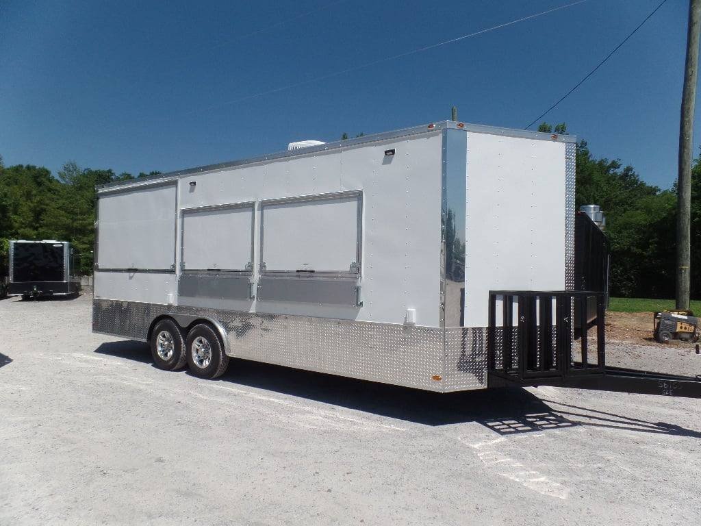 8.5′ x 22′ White Concession Food Trailer