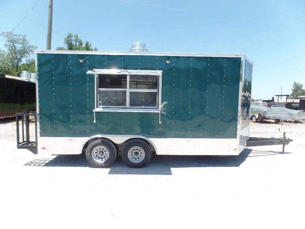 8.5′ x 16′ Emerald Green Food Event Concession Trailer