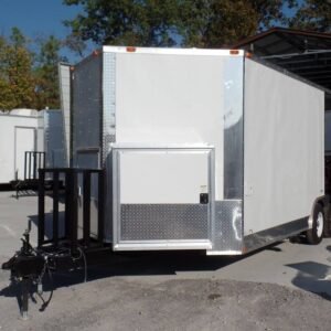 8.5 x 20 white concession trailer BBQ-ready kitchen - view 11