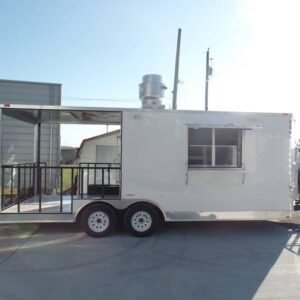 8.5 x 20 white concession trailer BBQ-ready kitchen - view 4