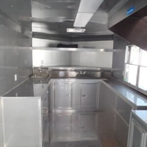 8.5 x 20 white concession trailer BBQ-ready kitchen - view 6
