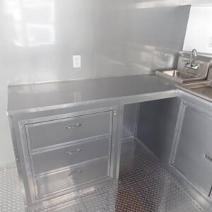 8.5 x 20 white concession trailer BBQ-ready kitchen - view 3