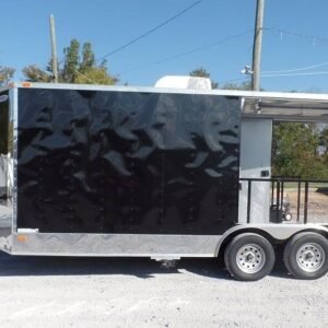 8.5 x 20 black concession trailer BBQ-ready event kitchen - view 14
