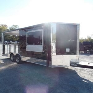 8.5 x 20 black concession trailer BBQ-ready event kitchen - view 9