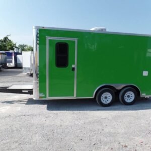 8.5 x 16 lime green trailer with bright flat-nose exterior - view 14