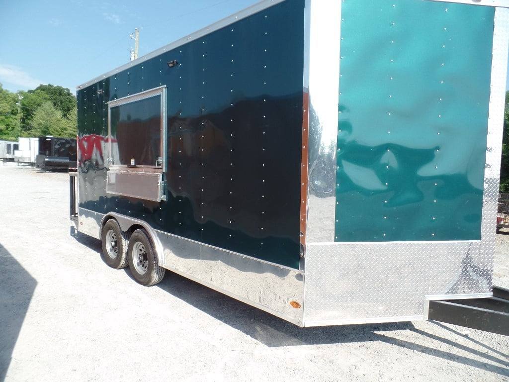 8.5′ x 16′ Food Event Concession Emerald Green Trailer With Appliances — photo 4