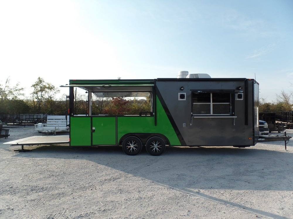 8.5′ x 22′ Concession BBQ Food Trailer Charcoal Grey/Green — photo 2