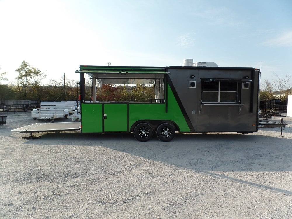 8.5′ x 22′ Concession BBQ Food Trailer Charcoal Grey/Green — photo 4